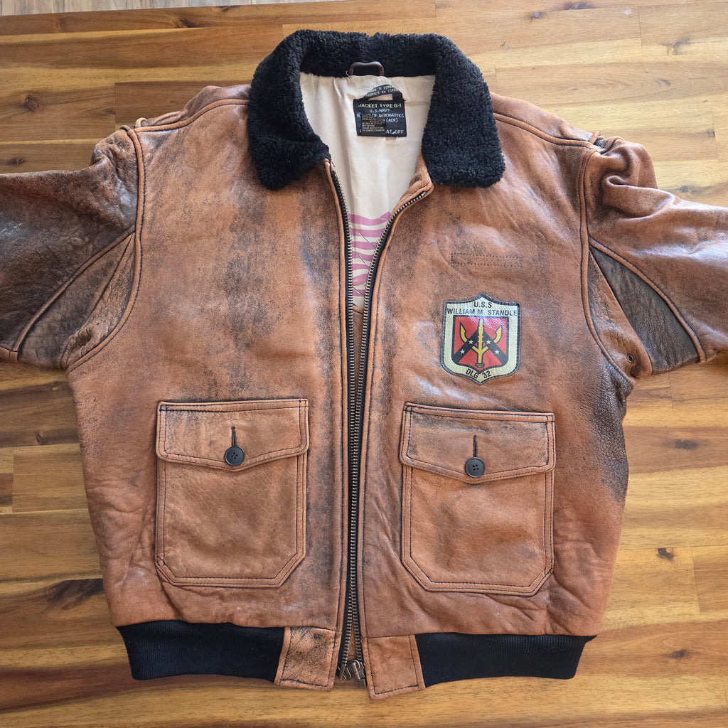 US Navy Leather Jacket Type G-1 Spec 7823 Brown Heavy